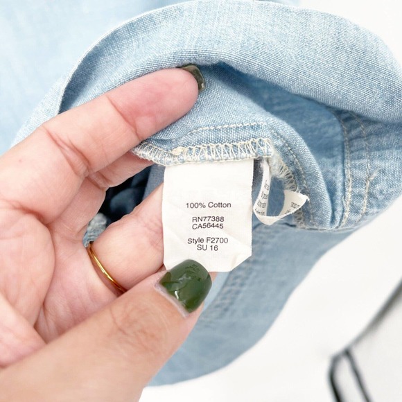 Madewell Chambray Lace Up Shift Dress Sz S Blue Light Wash Sleeveless Pockets - Picture 7 of 7